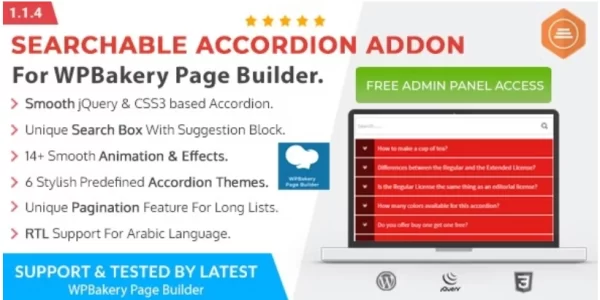 Ultimate Searchable Accordion WPBakery Page Builder Addon 1.2.3 GPL Plugins